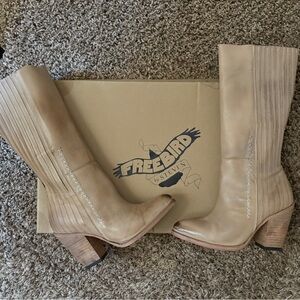 Freebird Beige Heeled Boots